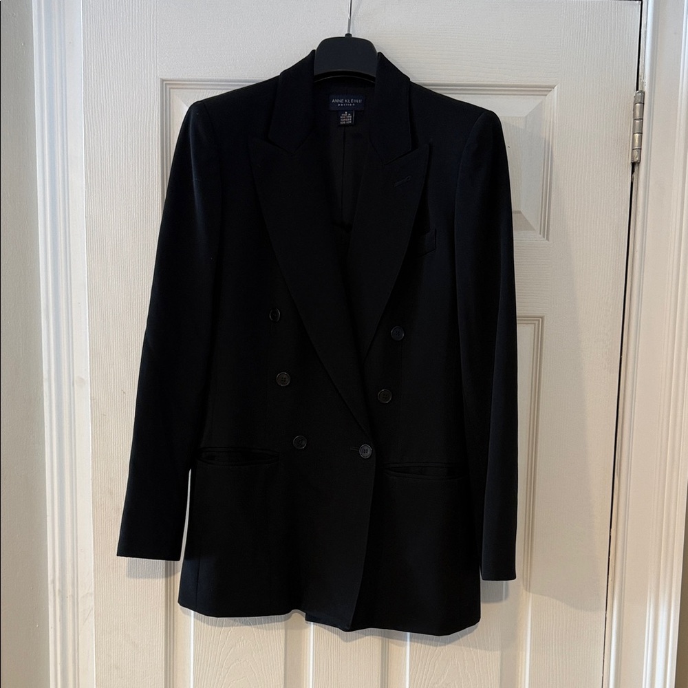 Anne Klein Elegant Black Double-Breasted Blazer